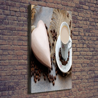 Wandbild vertikales Kaffee und Herz