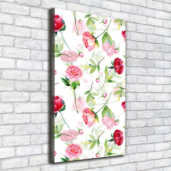 Foto auf leinwand vertikales Rosen und Pfingstrosen