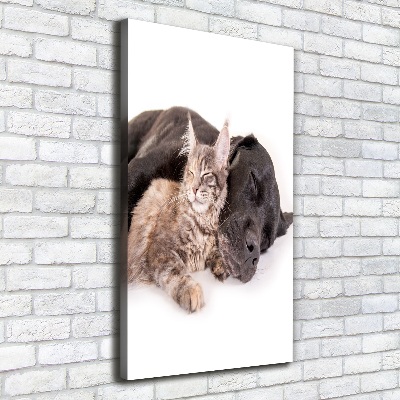 Wandbild vertikales Hund und Katze