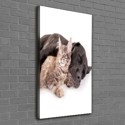 Wandbild vertikales Hund und Katze