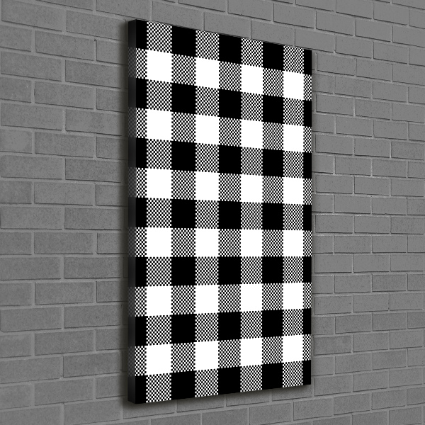 Wandbild vertikales Schwarz-weiß kariert