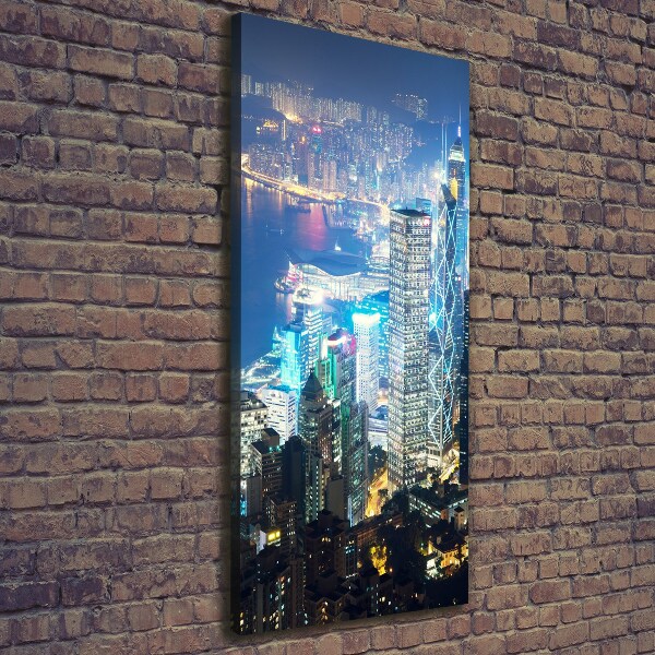 Wandbild vertikales Hongkong bei Nacht