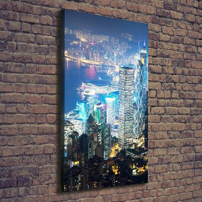 Wandbild vertikales Hongkong bei Nacht