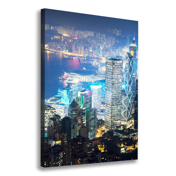 Wandbild vertikales Hongkong bei Nacht