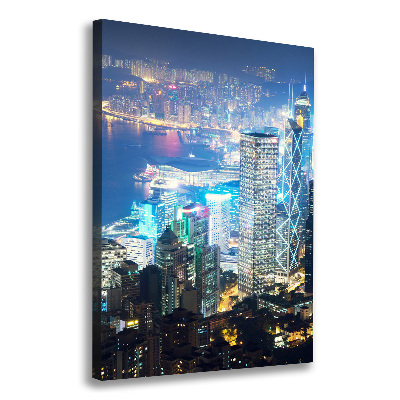 Wandbild vertikales Hongkong bei Nacht