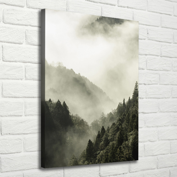 Wandbild vertikales Nebel über dem Wald
