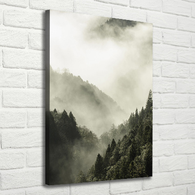 Wandbild vertikales Nebel über dem Wald
