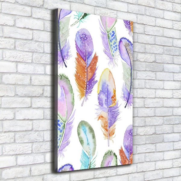 Wandbild vertikales Bunte Federn
