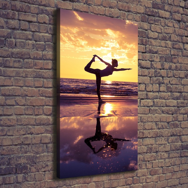 Wandbild vertikales Yoga am Strand
