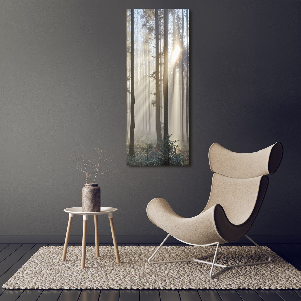Wandbild vertikales Nebel im Wald