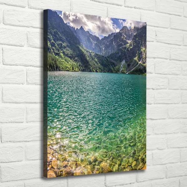 Foto leinwand vertikales See in den Bergen