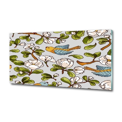 Bild auf glas Blumen und Vögel