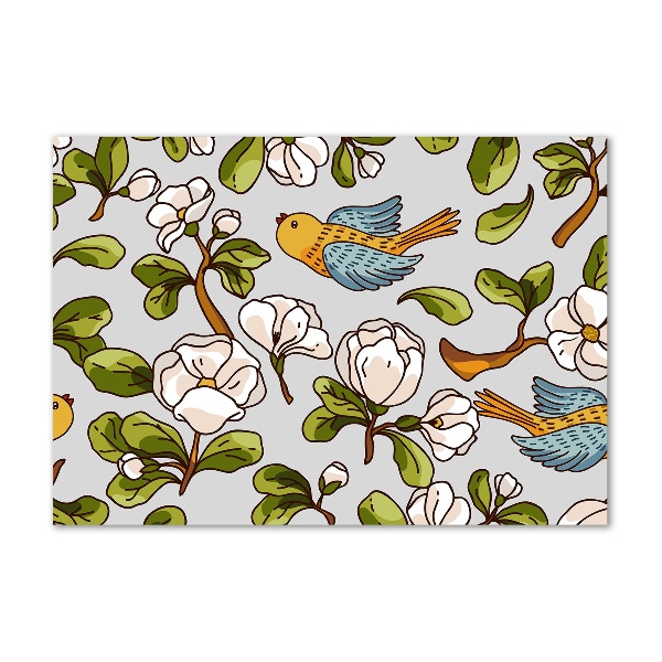 Bild auf glas Blumen und Vögel