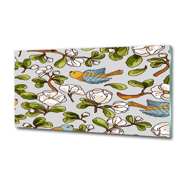 Bild auf glas Blumen und Vögel