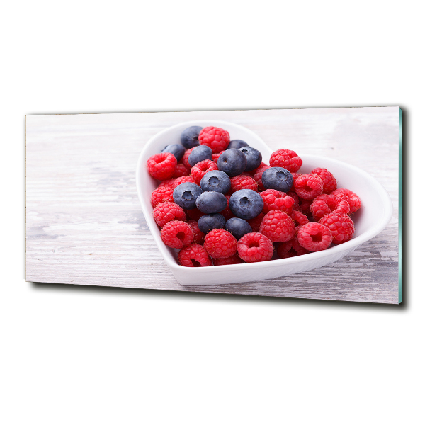 Glasbild Himbeeren und Blaubeeren