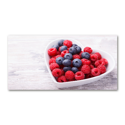 Glasbild Himbeeren und Blaubeeren