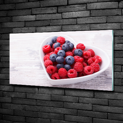 Glasbild Himbeeren und Blaubeeren