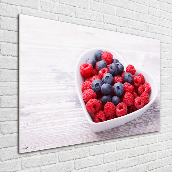 Glasbild Himbeeren und Blaubeeren