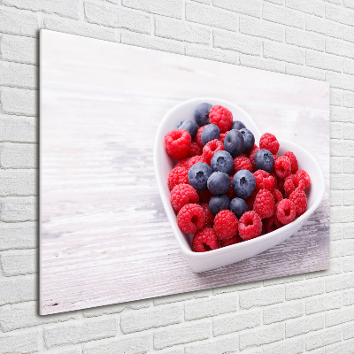 Glasbild Himbeeren und Blaubeeren