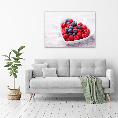 Glasbild Himbeeren und Blaubeeren