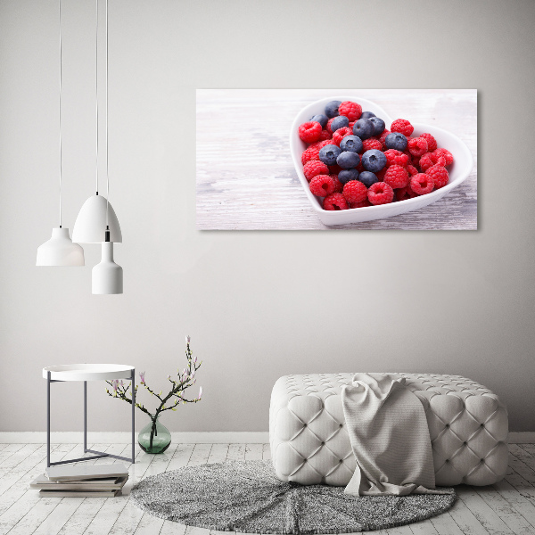 Glasbild Himbeeren und Blaubeeren