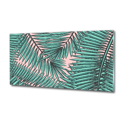 Glasbild Palmenblätter