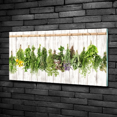 Bild auf glas Kräuter an einer Schnur