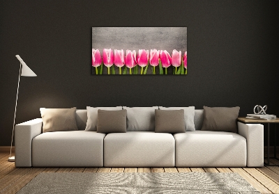 Glasbild Rosa Tulpen