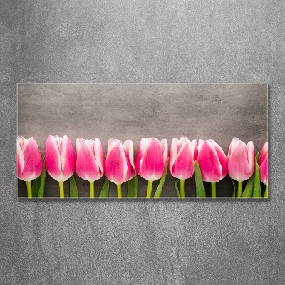 Glasbild Rosa Tulpen
