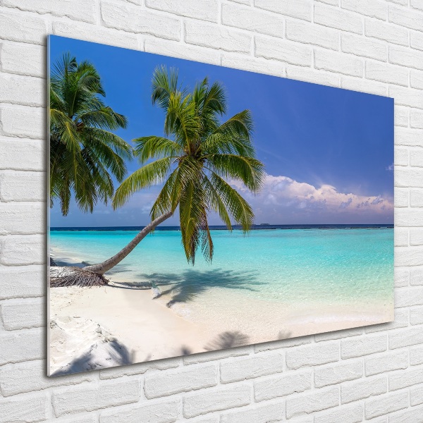 Foto glasbild Panorama des Strandes