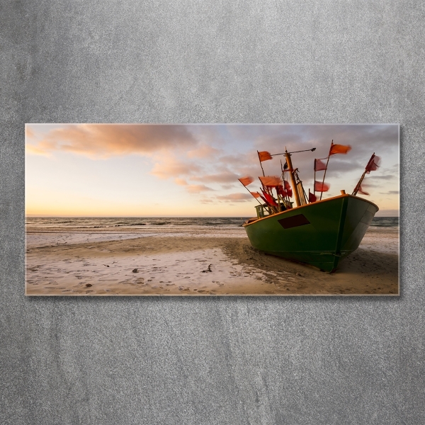 Glasbild Fischerbootstrand