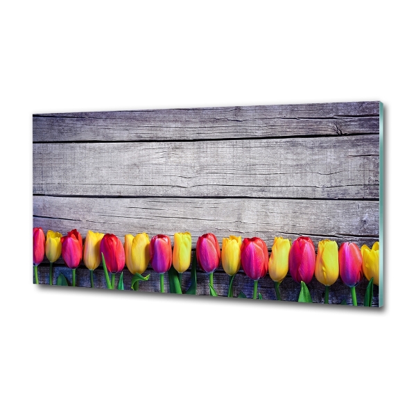 Bild auf glas Tulpen auf Holz