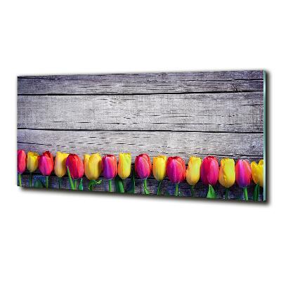Bild auf glas Tulpen auf Holz