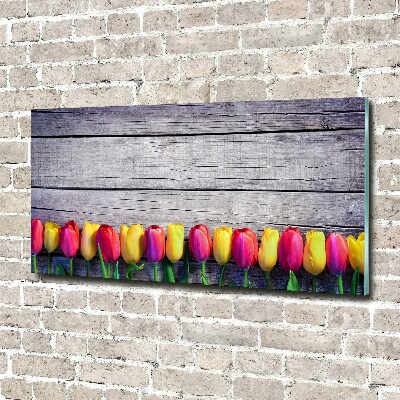 Bild auf glas Tulpen auf Holz