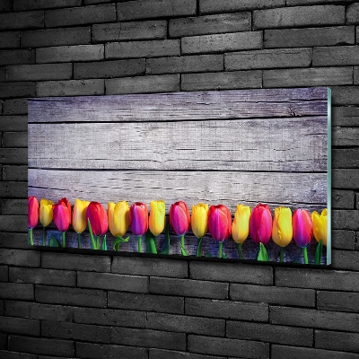Bild auf glas Tulpen auf Holz