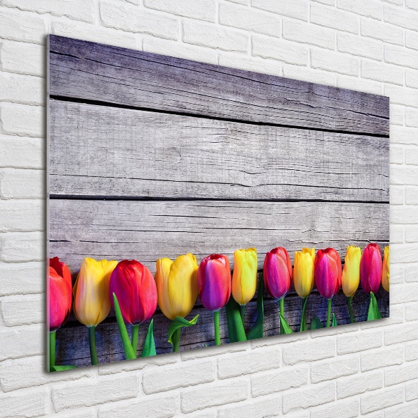 Bild auf glas Tulpen auf Holz