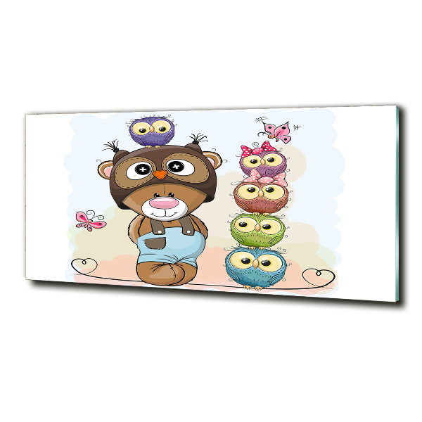 Bild auf glas Teddybär und Eulen