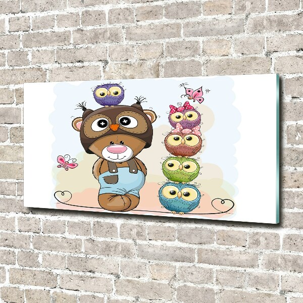 Bild auf glas Teddybär und Eulen