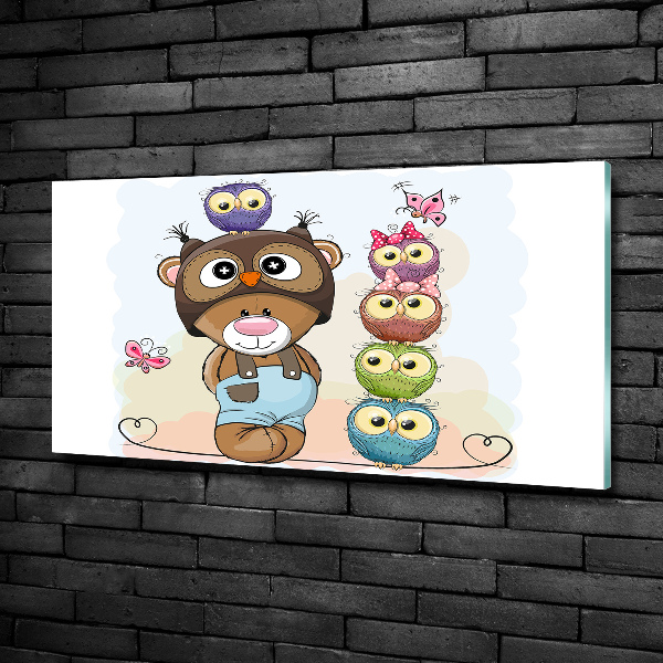 Bild auf glas Teddybär und Eulen