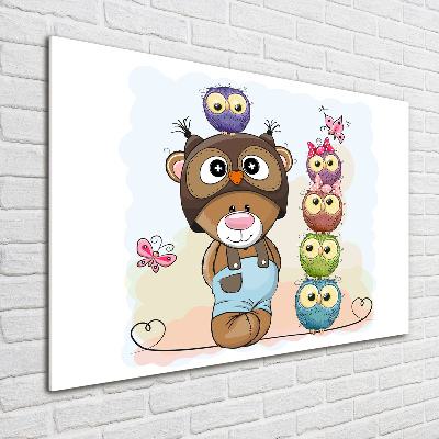 Bild auf glas Teddybär und Eulen