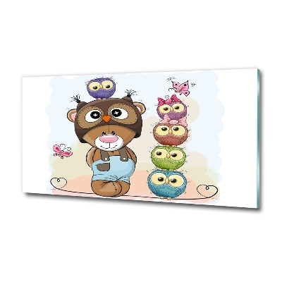 Bild auf glas Teddybär und Eulen