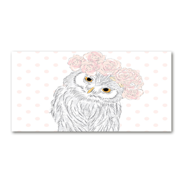 Glasbild Eule im Kranz