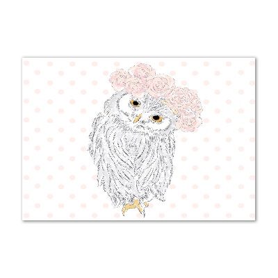 Glasbild Eule im Kranz