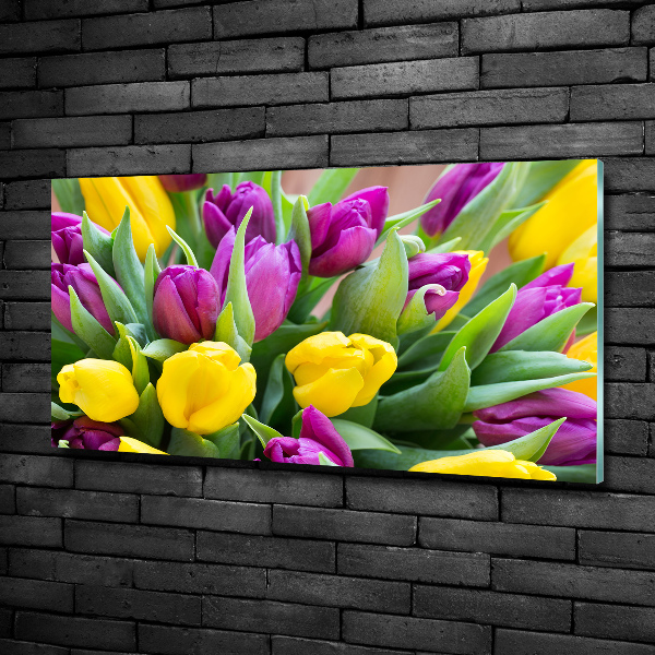 Foto glasbild Bunte Tulpen