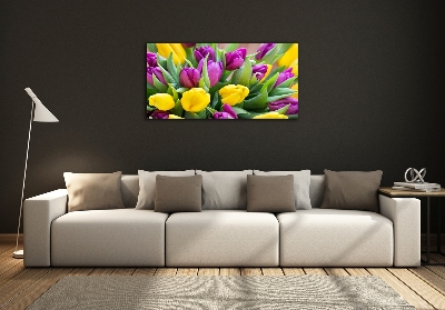Foto glasbild Bunte Tulpen