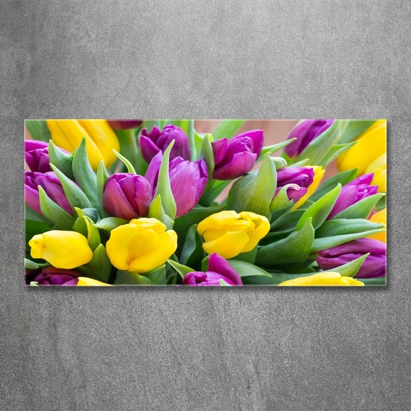 Foto glasbild Bunte Tulpen