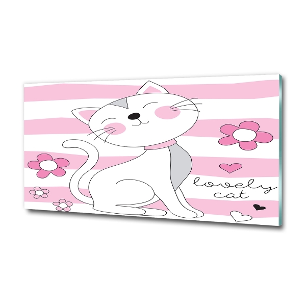 Glasbild Weiße Katze