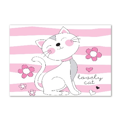 Glasbild Weiße Katze