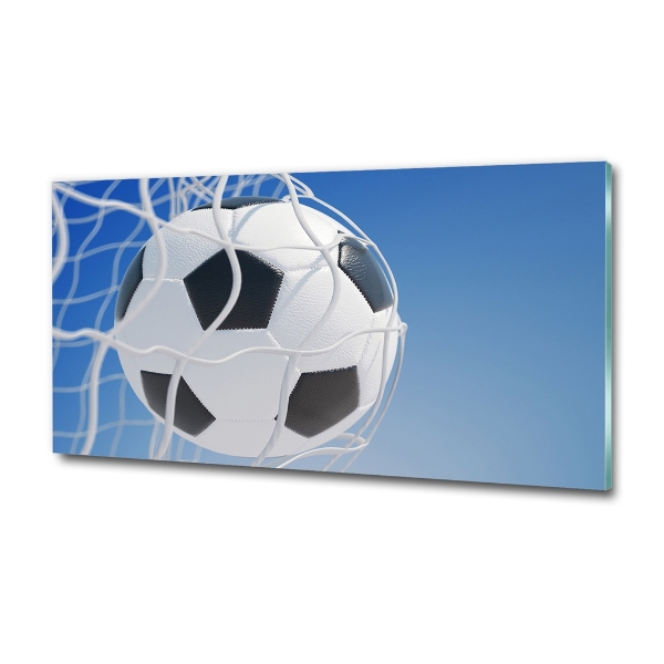 Glasbild Der Ball ist im Tor
