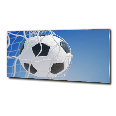 Glasbild Der Ball ist im Tor